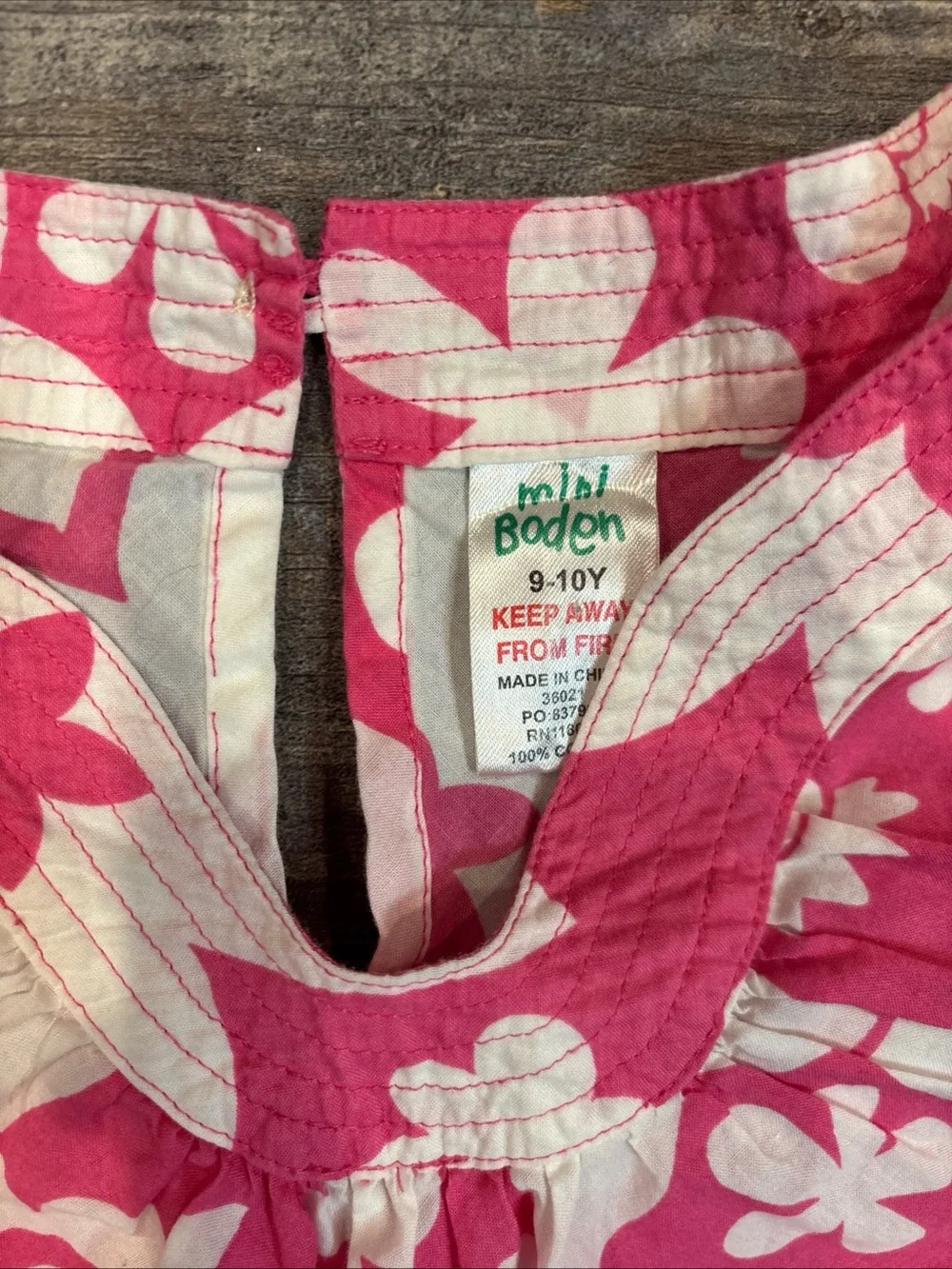 Mini Boden Girls Bathing Suit Cover Up Dress Sz 9/10y pink and white flowers